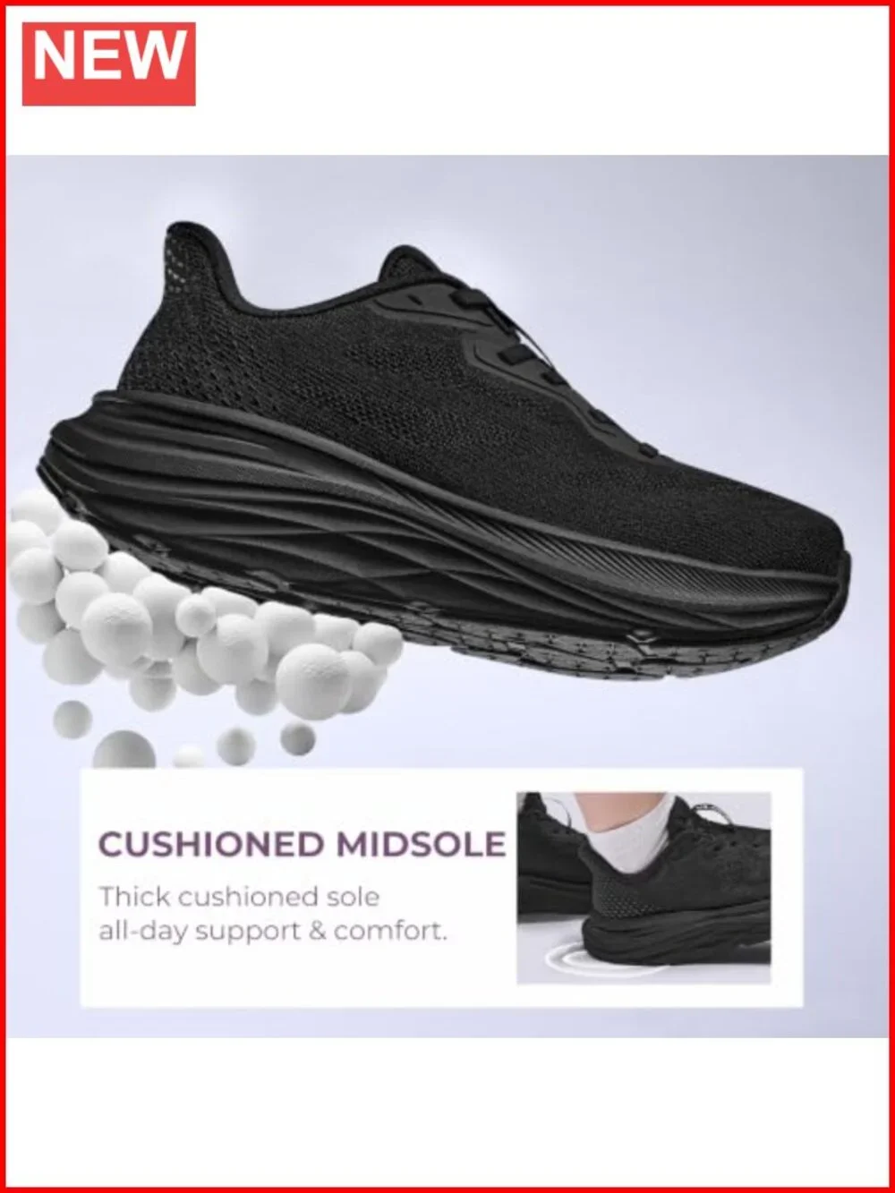 Women's Walking Shoes Cushioned Lightweight Sneakers with Thick Sole Anti-Slip
